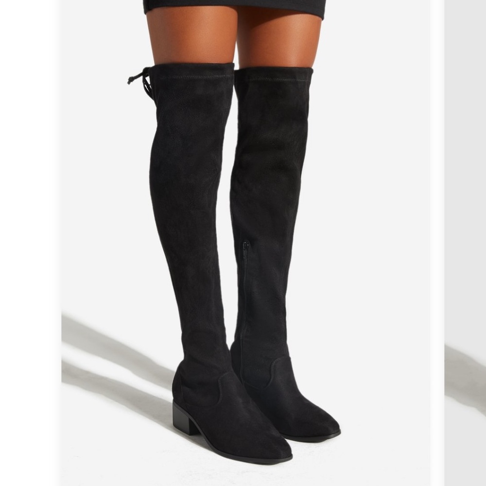 Black low heel over the knee boots7.5 8 8.5 9 9.5